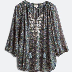 Embroidered Tie Detail Top